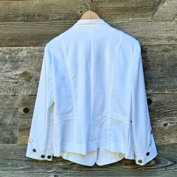 Zelda 90s Vintage White Blazer Zipper Snaps Motorcycle Biker Chic Edgy, Sz 4 - Picture 6 of 9